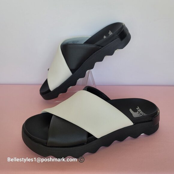 SOREL Viibe Criss-Cross Platform Smooth Leather Women’s Slide- Size 9.5 ⭐ - Picture 3 of 16
